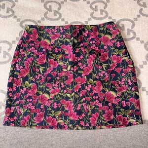 En Saison Pink and Green Floral Mini Skirt